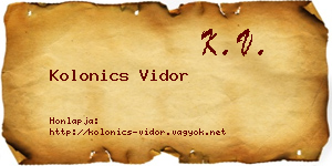 Kolonics Vidor névjegykártya